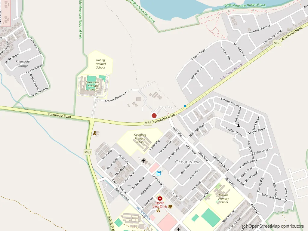 Street map showing Volea on Kommetjie Road, just past Imhoff Waldorf School and opposite Ocean View.